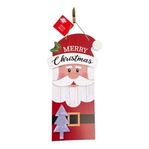 Merry Christmas Santa Claus Sign Door Hanger Home Decor Wreath Attachment